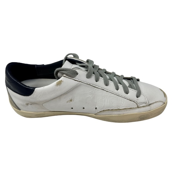 Golden Goose White Blue Super Star Leather Sneaker Women Size 40 US 10 No Box - Picture 11 of 17